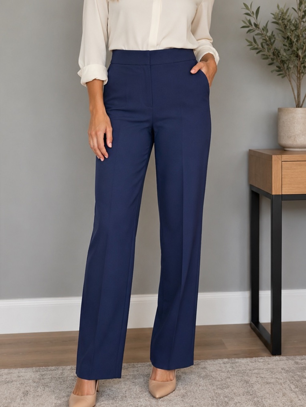 Kasper Navy Straight Leg Dress Pants